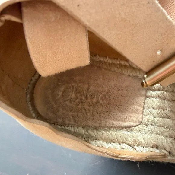 Chloe Lauren Espadrille Suede Beige Wedges size 8 - Picture 10 of 12